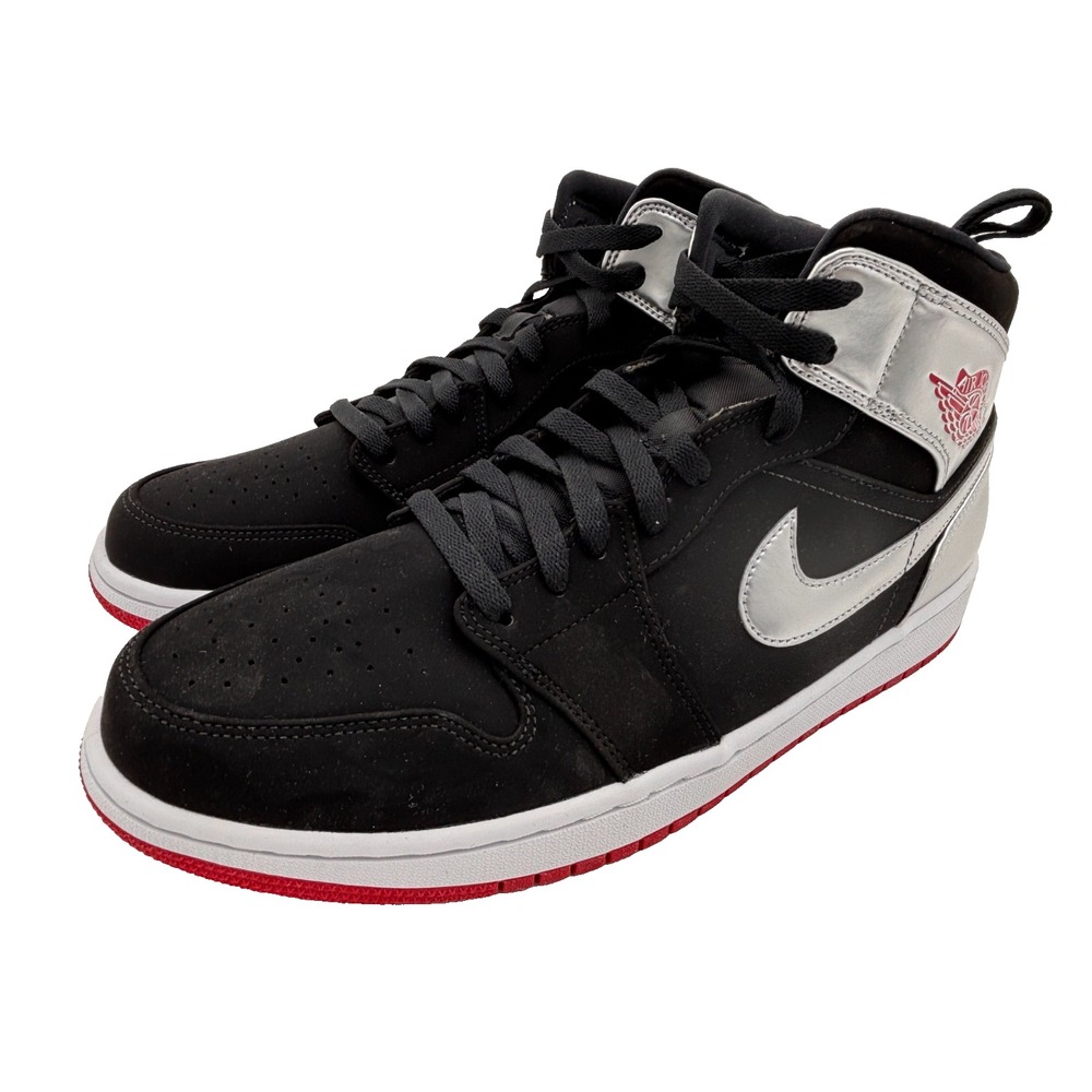 Nike Air Jordan 1 Mid Johnny Kilroy Sneakers Sz 12 Black Silver 554724-057